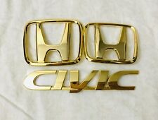 Jdm Original Honda Civic Ek 1996-2000 Gold Emblem Set Rare Item Made In Japan