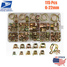 115x Hose Spring Clamps 6-22mm Fastener Fuel Water Line Pipe Air Tube Clips Kit