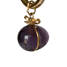 14k Gold Purple Amethyst Easter Egg 3d Bow Charm Pendant Vtg 60s Marchal Ny Rare