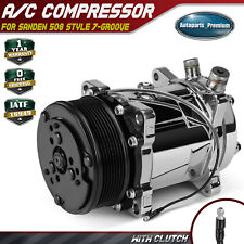 Ac Compressor W Clutch For Sanden 508 Style 7-groove Serpentine Belt Chrome