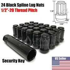 24 Black Spline Lug Nuts 12-20 Fits Dodge Dakota Durango Viper Security Key
