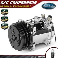 Ac Compressor W Clutch For Sanden 508 Style 2-groove V-belt 12v Chrome Black