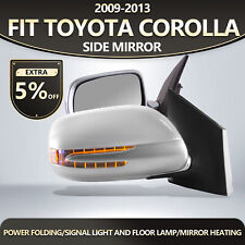 Fit 2009-2013 Toyota Corolla Side Mirrors Folding Pair Silver Led Heated 9 Pins