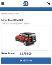 2018-2023 Jeep Wrangler Jl 4 Door New Twill Premium Soft Top Complete Kit Mopar