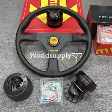 Momo Veloce Racing V1 350mm 14 Genuine Leather Sport Steering Wheel Yellow Butt