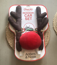 New Reindeer Car Set Antlers Red Rudolph Nose Christmas Decoration Holiday