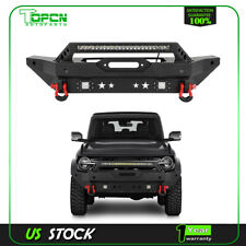 Front Bumper Black Steel Fits 2021-2022 Ford Bronco With Winch Plate And D-ring