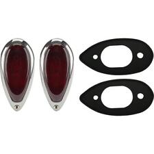 Red Led Tailstop Lights With Gaskets Pair Fits Ford 1938-39