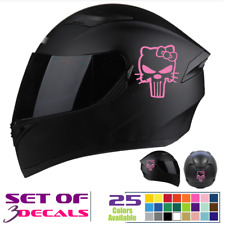 Hello Kitty Punisher 3 Helmet Decals Set Motorcycle Sticker Fit Hondasuzuki
