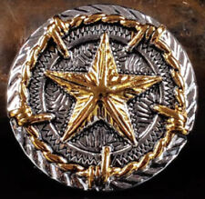 1-516 Concho With Gold Star And Barbed Wire Detail. Screw Back.