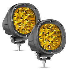 2x 4 Amber Led Work Light Pods Flood Spot Round Driving Fog Lamp Offroad Suv Us