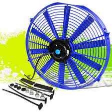 16 High Performance 12v Electric Slim Radiator Cooling Fan Wmounting Kit Blue