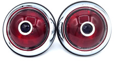 1950 Pontiac Style Red Tail Light Assembly Blue Dot Pair Glass Lens Retro