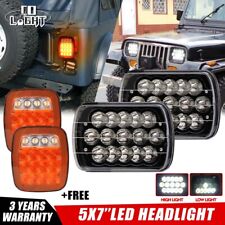 For Jeep Wrangler 1986-1995 Yj 7x6 5x7 Led Headlights Hilo Amber Tail Lights