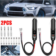 2x Car Fused Cigarette Lighter Adapter Male Plug Leads Led Light Replacement 12v