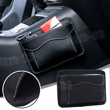 1pc Universal Car Interior Parts Storage Bag Pocket Organizer Black Leather Bag