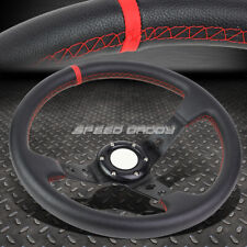 350mm 3 Deep Dish 6-bolt Black Vinyl Leather Aluminum Racing Steering Wheel