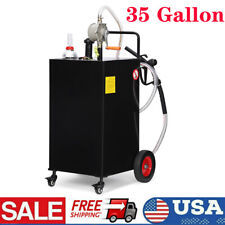 35 Gallon Gas Caddy Fuel Diesel Oil Transfer Tank 4 Wheels With Manual Transfer