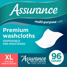 Assurance Premium Disposable Pre-moistened Adult Wipes Washcloths Xl 12x8 96ct