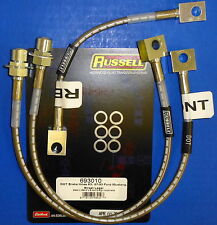 Russell 693010 Stainless Steel Braided Brake Line Hose Kit Mustang 1987-1993