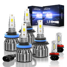 For Car Light 6x 6000k Led Headlights High-low Beam Fog Lights Bulbs Combo Kit