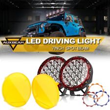Auxbeam 7 Round Led Work Lights Spot Offroad Driving Fog Pods Amber Covers