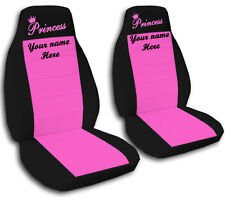 2 Front Black And Hot Pink Princess Seat Covers With Your Name