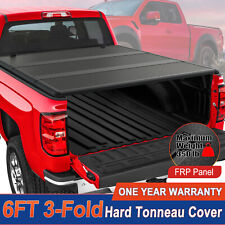 6ft Hard Truck Tonneau Cover 3-fold For 2005-2024 Nissan Frontier Fiberglass