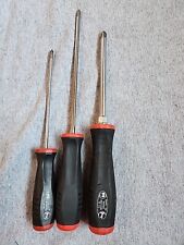 Snap On Tool 3 Piece Phillips Red Handle Soft Grip Screwdriver Set 1 2 3 Tips