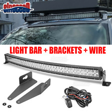 For Jeep Cherokee Kl Roof Windshield 42 Curved Led Light Bar Brackets Wire Kit