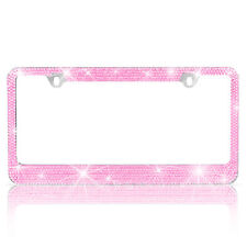 Heavy Duty Metal Pink Crystal Rhinestone Bling License Plate Frame