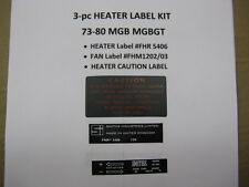 Mgb 3 Pc Heater 5406 Box Fan Labels Set Mgbgt Mgbc