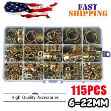 115pcs Hose Clamps Assortment Kit Steel Spring Clip Water Fuel Tube Air Pipe New