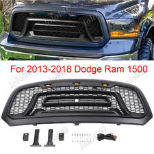 For 2013-2017 Dodge Ram 1500 Front Bumper Hood Mesh Grille Matte Black