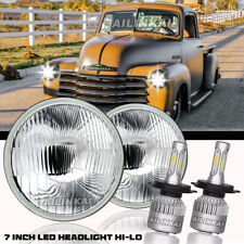 Pair 7 Inch Led Car Headlight Parts Round Hilo Beam Fit Chevy Pickup Truck3100