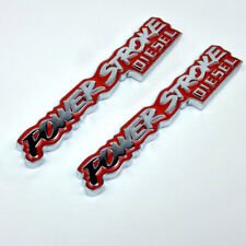 Pair Power Stroke Diesel Logo Stickers Emblem Badge Metal Trunk Decalsred