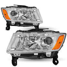 For 2014-2016 Jeep Grand Cherokee Halogen Projector Headlight Chrome Pairs Lr