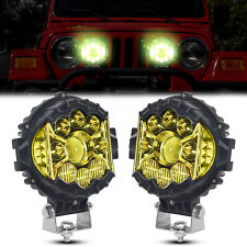 2pcs 7 Led Offroad Driving Work Fog Lights Hilo Beam Drl Combo Pods Headlamps
