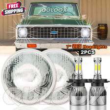 Fit 1967-1972 Chevy C10 Pair 7 Inch Led Headlights Round Dot Approved Hilo Lamp