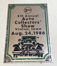 Car Plate Plaque 3rd 8th Annual Auto Collectors Show Vinton Iowa Aug. 24 1986