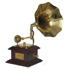 9 Desk Top Gramophone Player Phonograph Brass Horn Hmv Vintage Antique Gift New