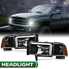 Led Drl Headlights Corner Lamps Black Fit For 94-02 Dodge Ram 1500 2500 3500