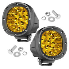 2x 4 Round Led Spot Light Pods Work Flood Amber Driving Fog Lamp Offroad 4wd Us