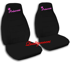 2 Front Black Princess Velvet Seat Covers Universal Size