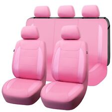 Universal Car Seat Covers Set Easy Installation Carbon Fiber Pink Girls Quality