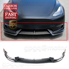 For Tesla Model Y 2020-24 V Style Carbon Fiber Front Bumper Lip Splitter Spoiler