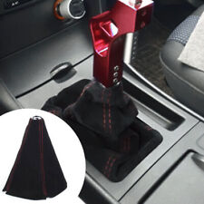 1x Suede Leather Car Shift Collar Manual Shift Lever Knob Shift Boot Cover Black