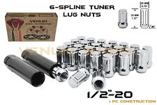 24pc 12-20 Chrome Spline Tuner Lug Nuts 2 Sockets Fits Dodge Durango Viper