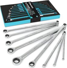 Ratchet Wrench Extra Long Set Metric Set Of 9 8-22mm Chrome Vanadium Steel