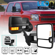 Pair Power Towing Mirrors Led Signal For 07-13 Chevy Silverado 1500 2500 3500hd